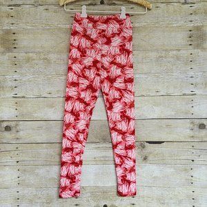 NWT LuLaRoe Tween Leggings - Pink & White Scribble Hearts on Red